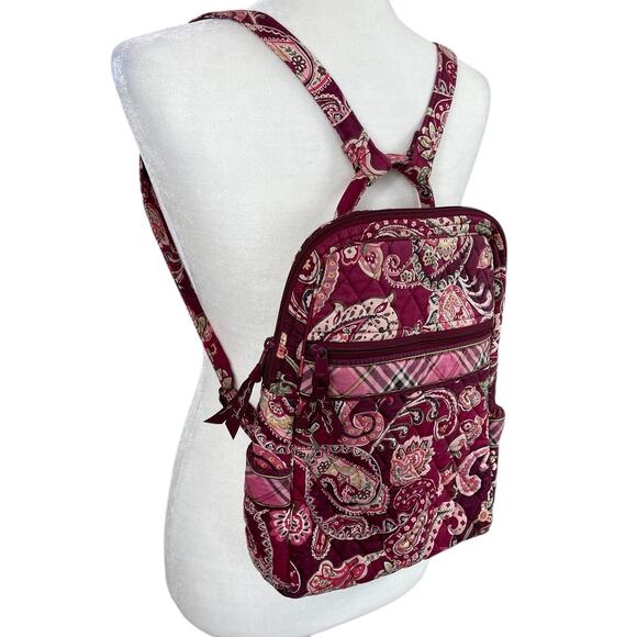 Vera Bradley Backpack Piccadilly Plum Paisley Plaid - Picture 2 of 9